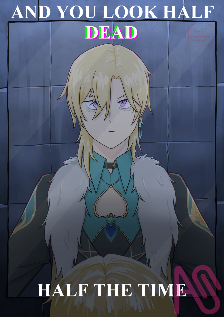 Aventurine Headlock Illust of Pompom 12 fanart character digital digitalartwork animedrawing honkaistarrail HonkaiStarRail honkaistarrailfanart アベンチュリン Aventurine