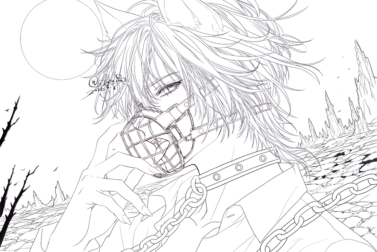 Dilemma Illust of Shiki 息抜き illustration art original digital male boy oc background animal_ears
