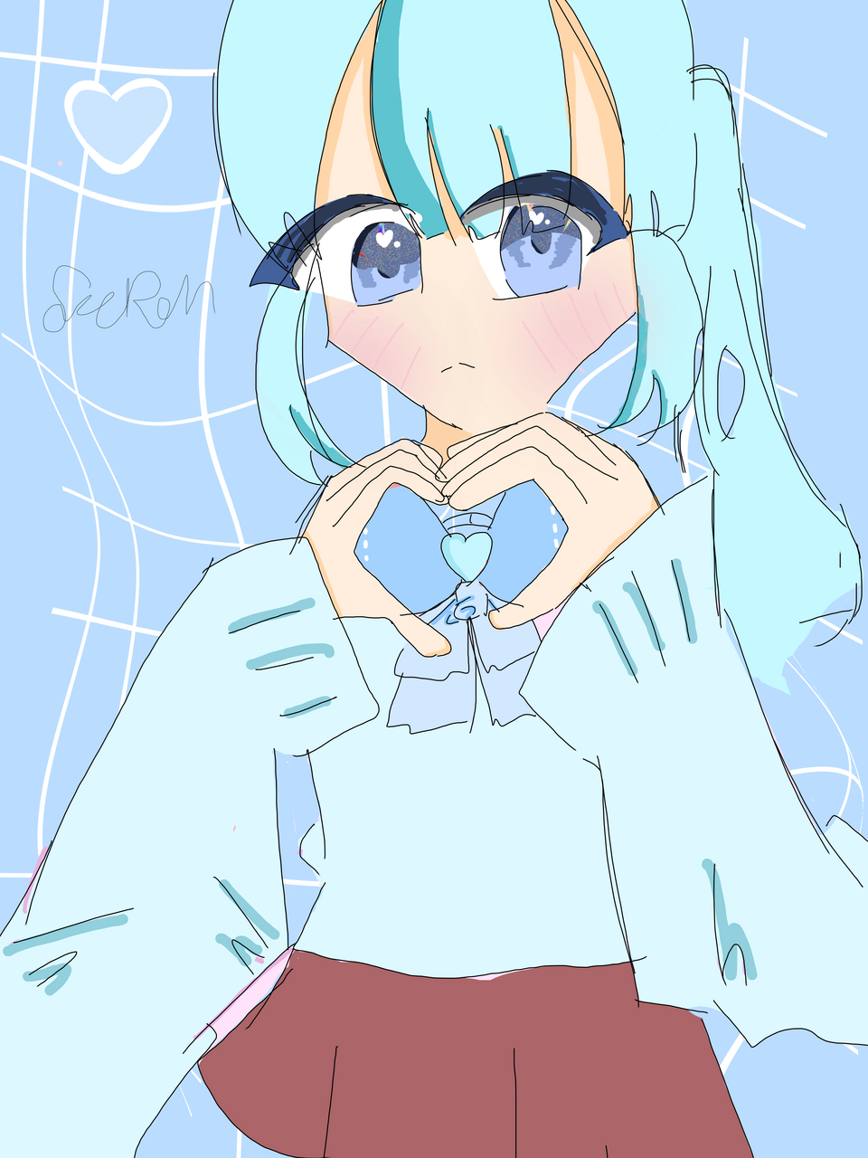 ハート♡ Illust of 青空星来　代選中！🦋💍 medibangpaint girl original heart みずいろ