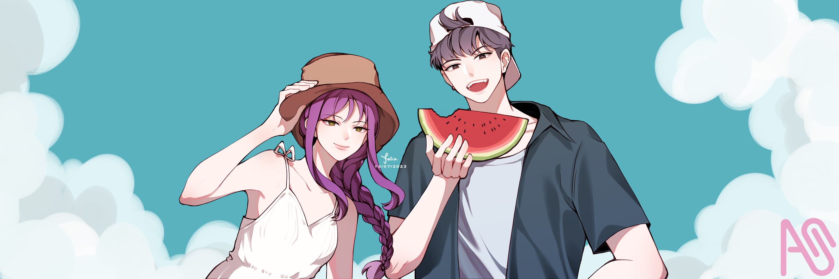 Summer time!🌊 Illust of Falia.space anime oc digitaldrawing Medibang