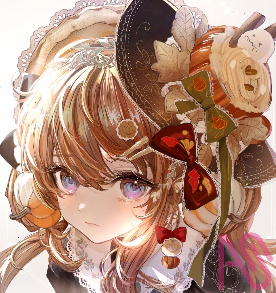 秋のパンプキンクリームティーコーデ🎃 Illust of こもりひっき🦋初書籍★メルヘンファンタジー衣装アイデアbook girl illustration original fashion digital oc かぼちゃ autumn ribbon skirt