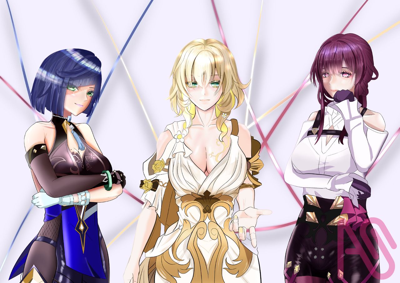 糸のお姉様方 Illust of マギル blue female purple 黄 カフカ 糸 GenshinImpact 夜蘭 スタレ アグライア