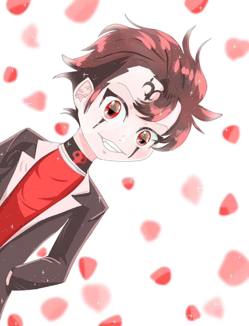 Blitzo Illust of Silk Tahara medibangpaint boy red black roses men red_eyes Blitzo Saba/Suki Halvaboss