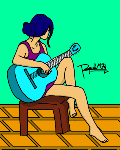 T/n tocando guitarra Raquel Storm - Illustrations ART street