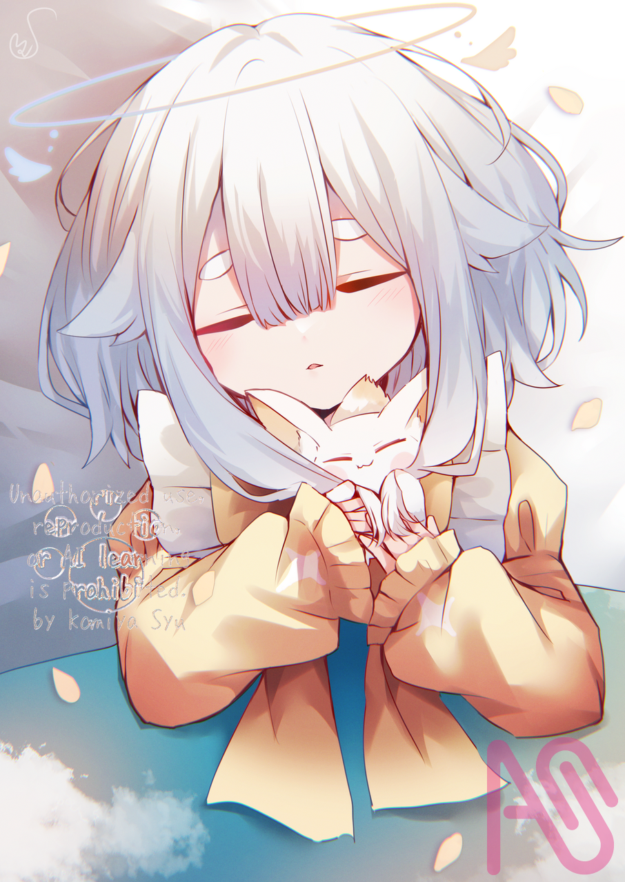 お昼寝天使さん 狐巳夜的插畫 繪畫 天使 女孩 插畫 art oc Artwork