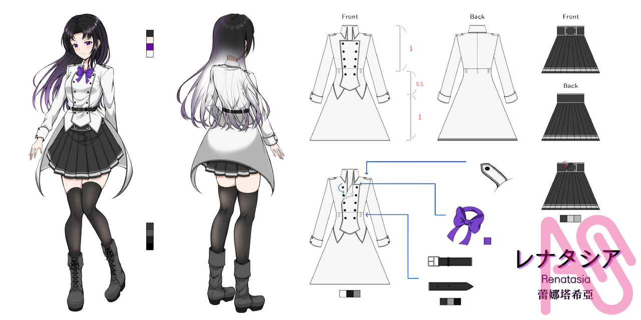 オリキャラ設定資料Part.1 Illust of Yokaze girl medibangpaint oc characterdesign 設定 黑髮 レナタシア