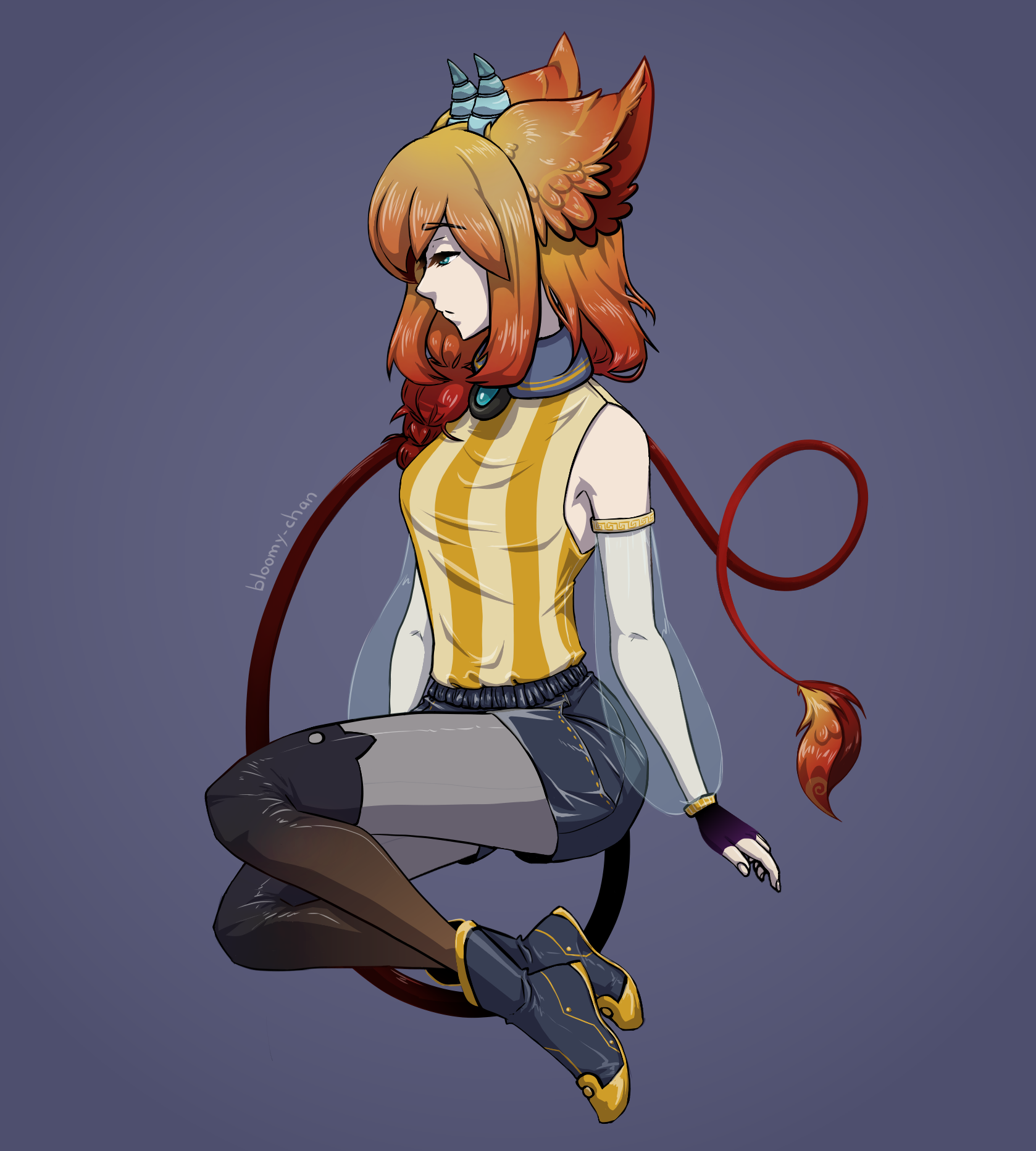 NekoDemon Hybrid Girl Bloomychan Illustrations ART street