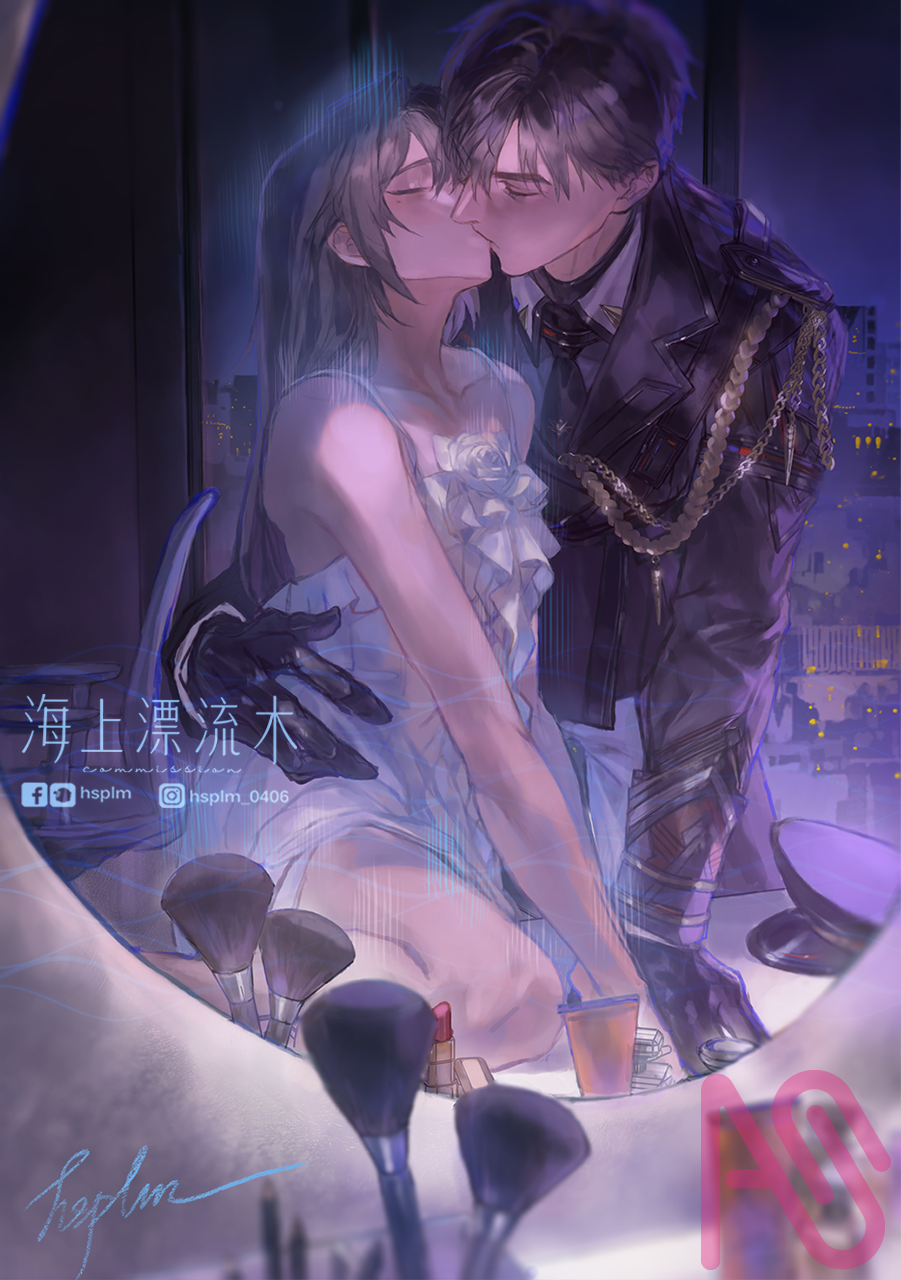 [夢向]鏡子裡的吻 Illust of hsplm fanart impasto illustration original commission couple 情侶 夢向