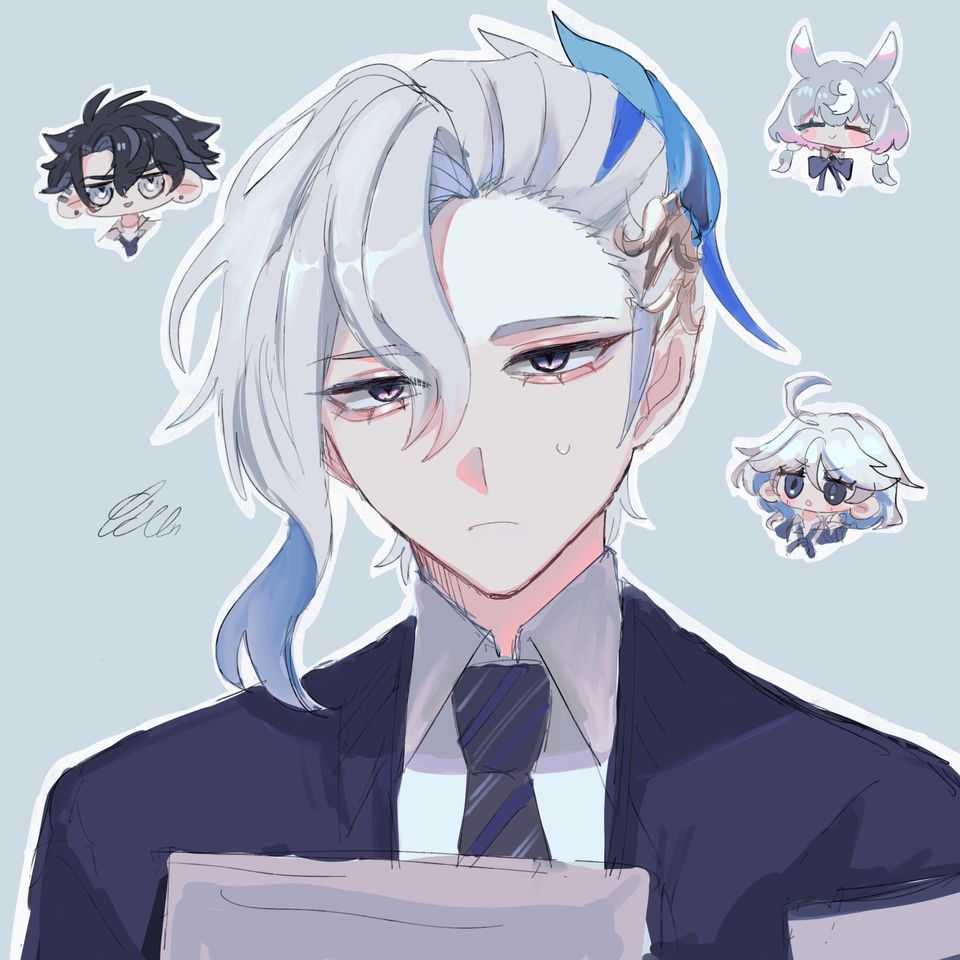 学パロヌヴィ Illust of 鈴蘭 fanart 学パロ GenshinImpact ヌヴィレット