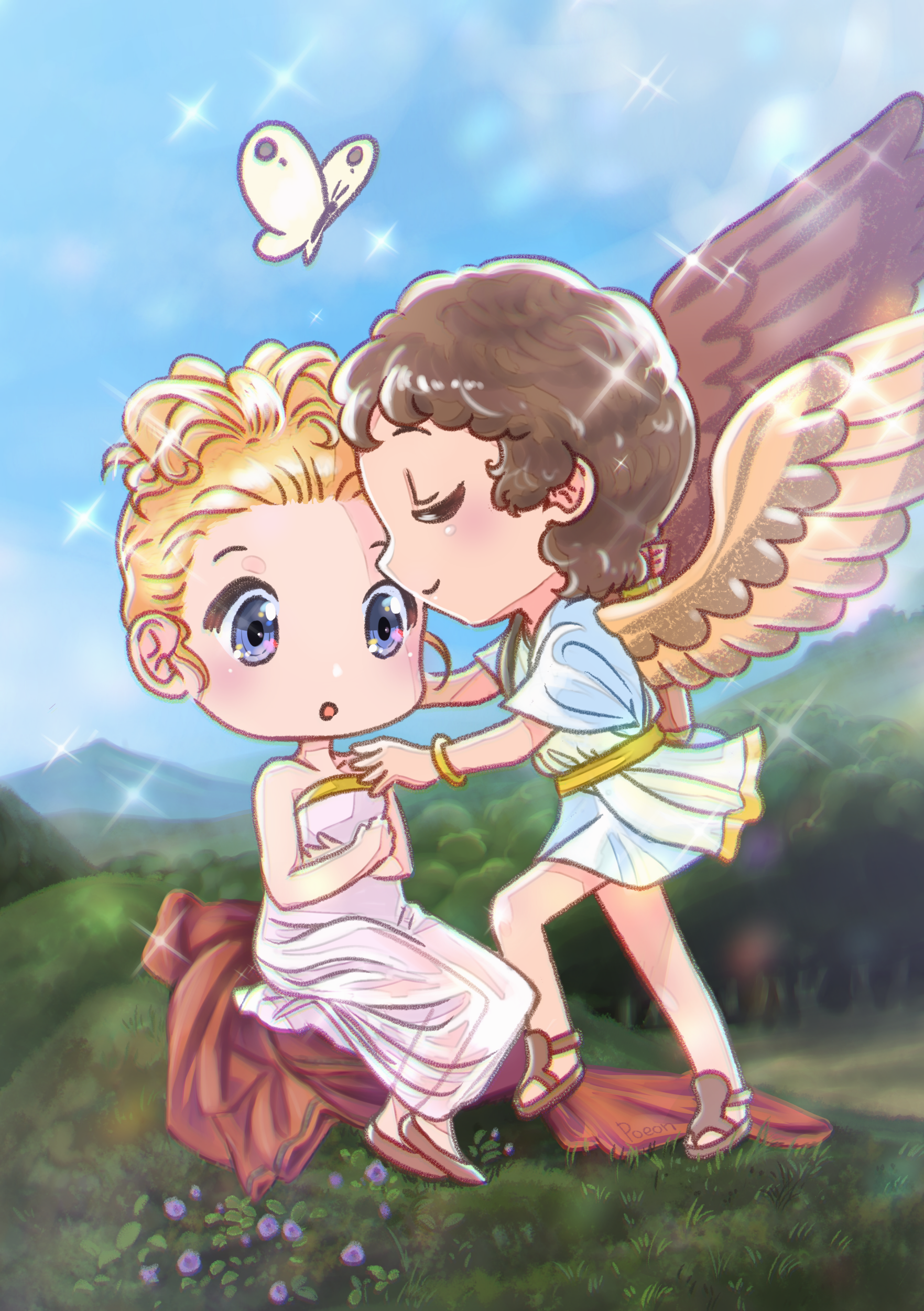 名画ファンアート「プシュケとアモル」 poeon - Illustrations ART street