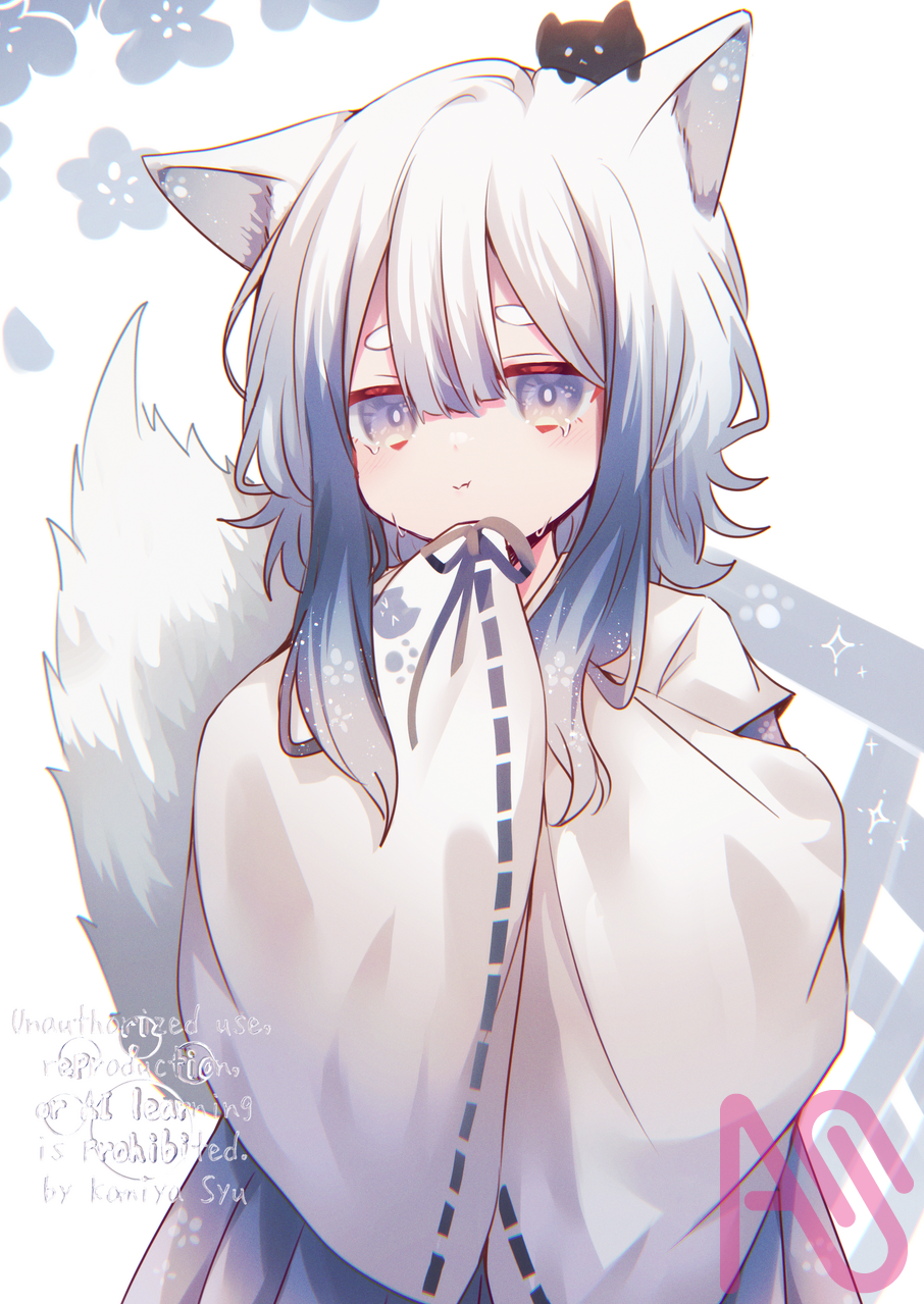 寂しがり屋の猫耳巫女 Illust of 狐巳夜 CherryBlossomIllustrationCampaign painting cat cat_ears art oc animal_ears Artwork