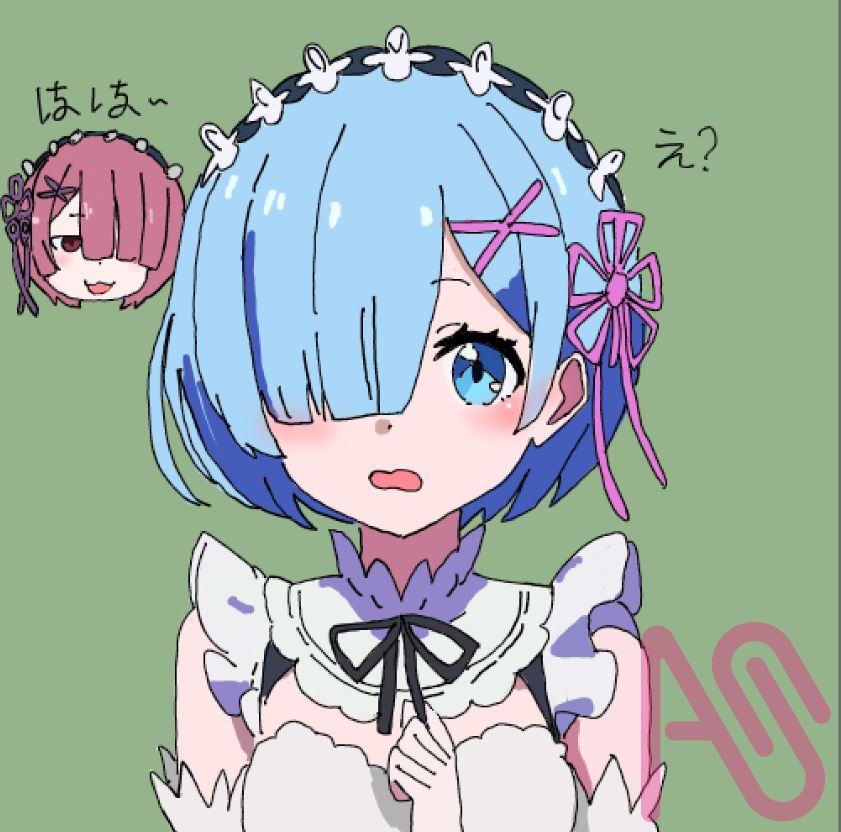 Re從零開始的異世界生活 雷姆 Illust of 艾莉絲．希里亞 anime 女生 短髮 Rem 粉毛 拉姆 藍毛 姐妹 Re從零開始的異世界生活