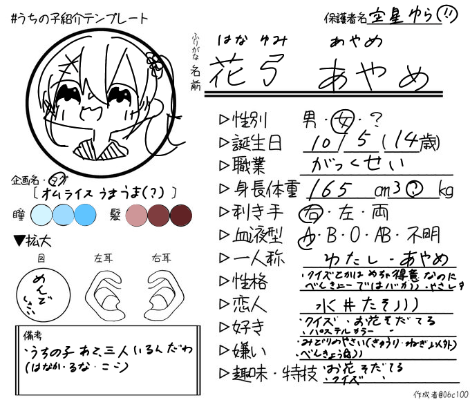 さっきの代理ちゃんの自己紹介カード載せとく 空星ゆら S Topic Art Street