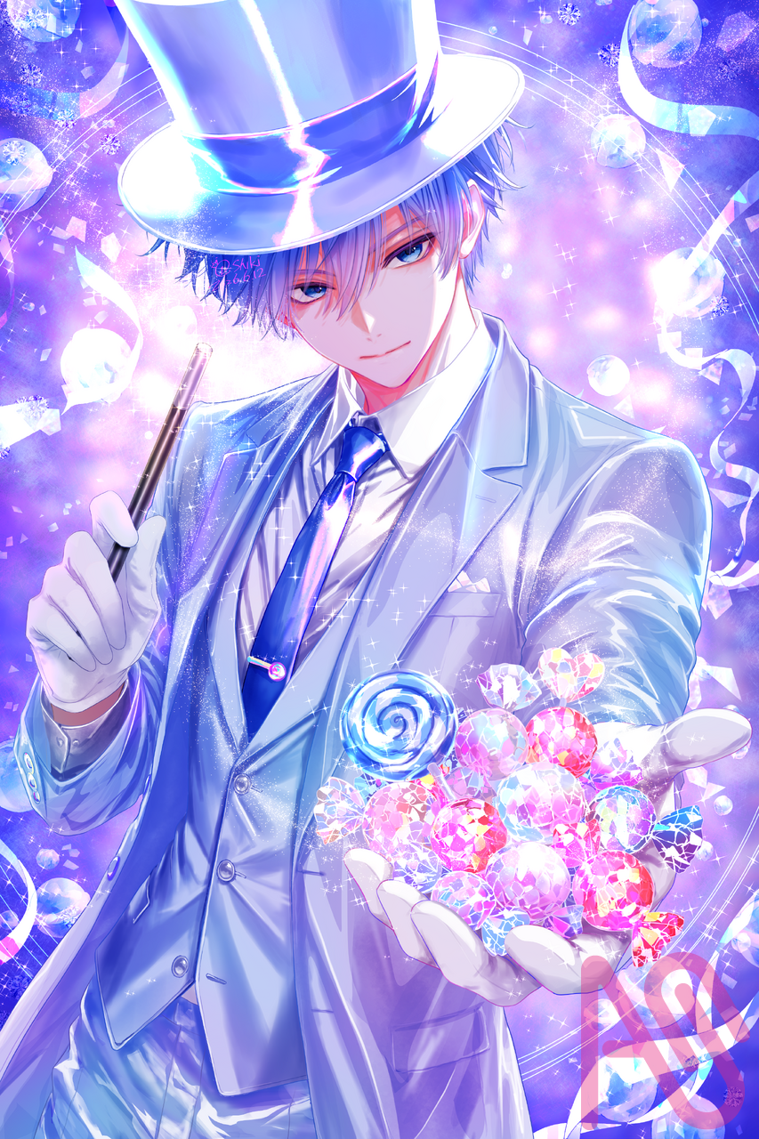 Sweet Illusion Illust of ichiiShiki ARTstreetMonthlyIllustrationContestMayThemeCandy blue illustration art original digital male boy oc マジシャン メディバンパレッタ