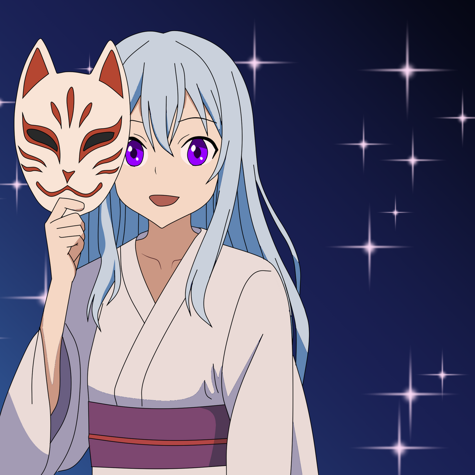 Kitsune Mask Illust of Honey night animegirl animestyle KitsuneMask kitsune mask