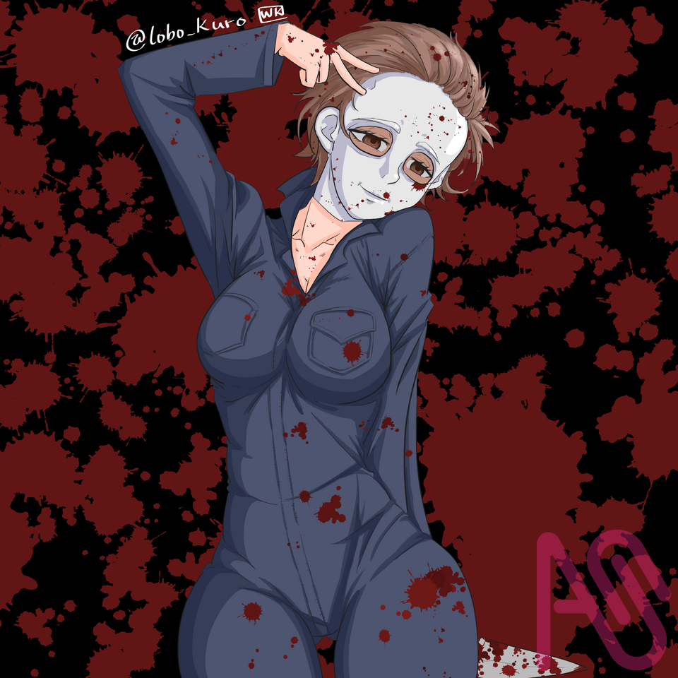 Michael Myers Female Version - 31 OCTOBER 2024 Illust of Wolf Kuro fanart line_art anime original medibang color