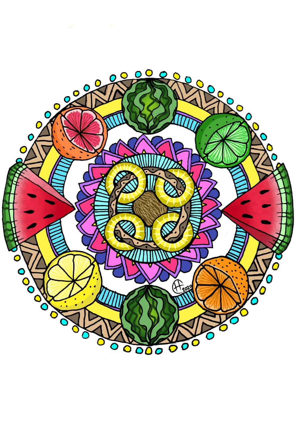 Fruit Mandala Flowerhoney710 Illustrations ART street