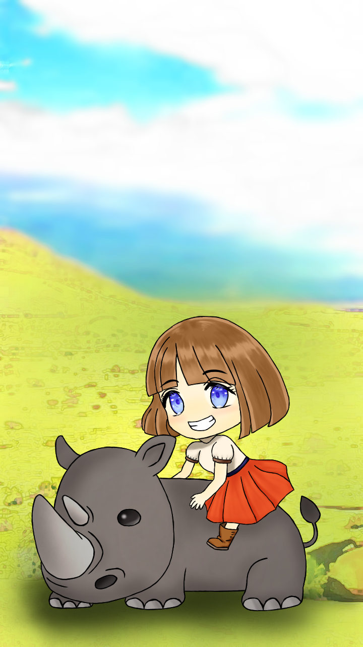 サイとカバに乗る女の子 仮面あにまるず 일러스트 Art Street 아트 스트리트