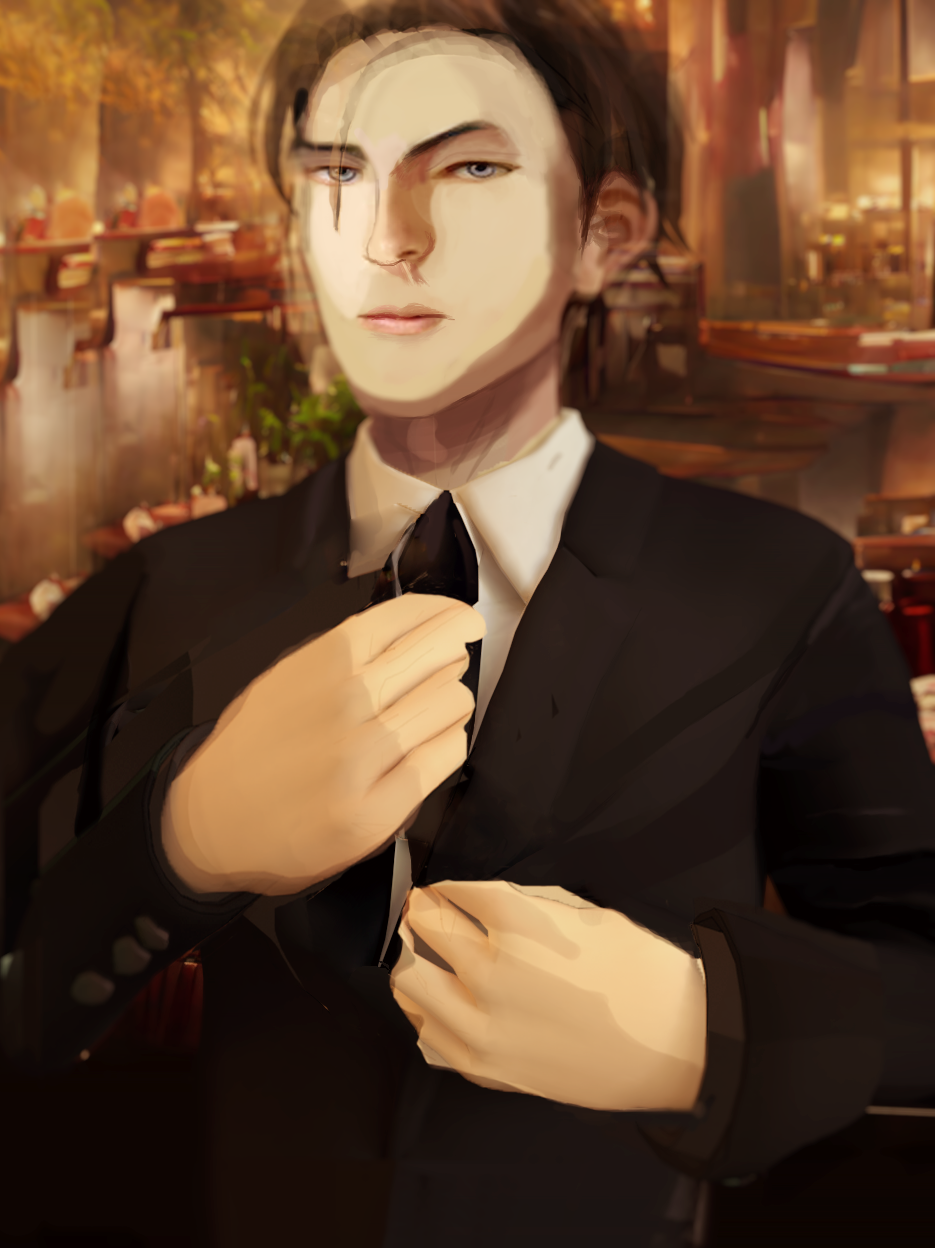 boy in black suit Ale Illustrations ART street