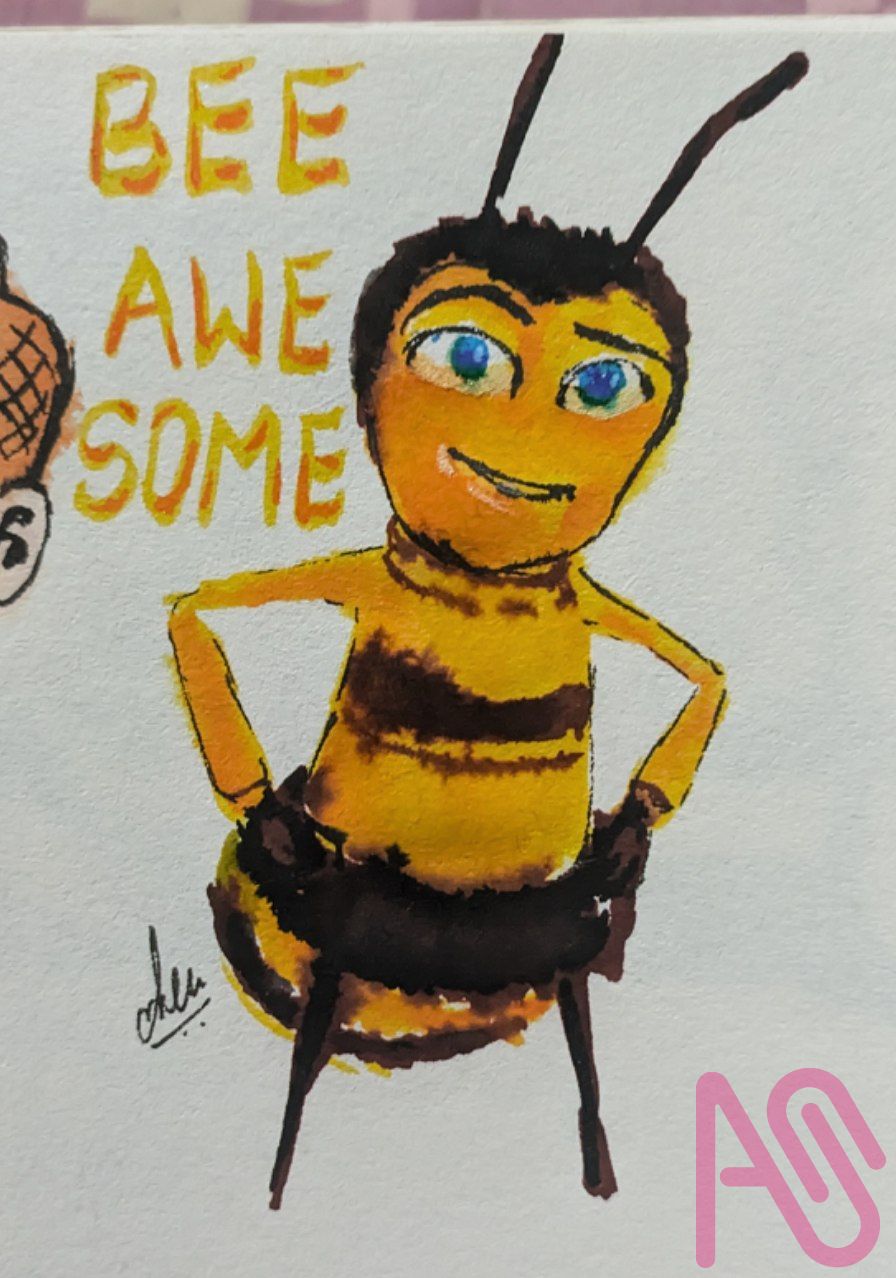 How about we BEE Awesome today?  Illust of Emdeon doodles Disney bee Fanarts Brushpen analog DailyDoodles Thebeemovie
