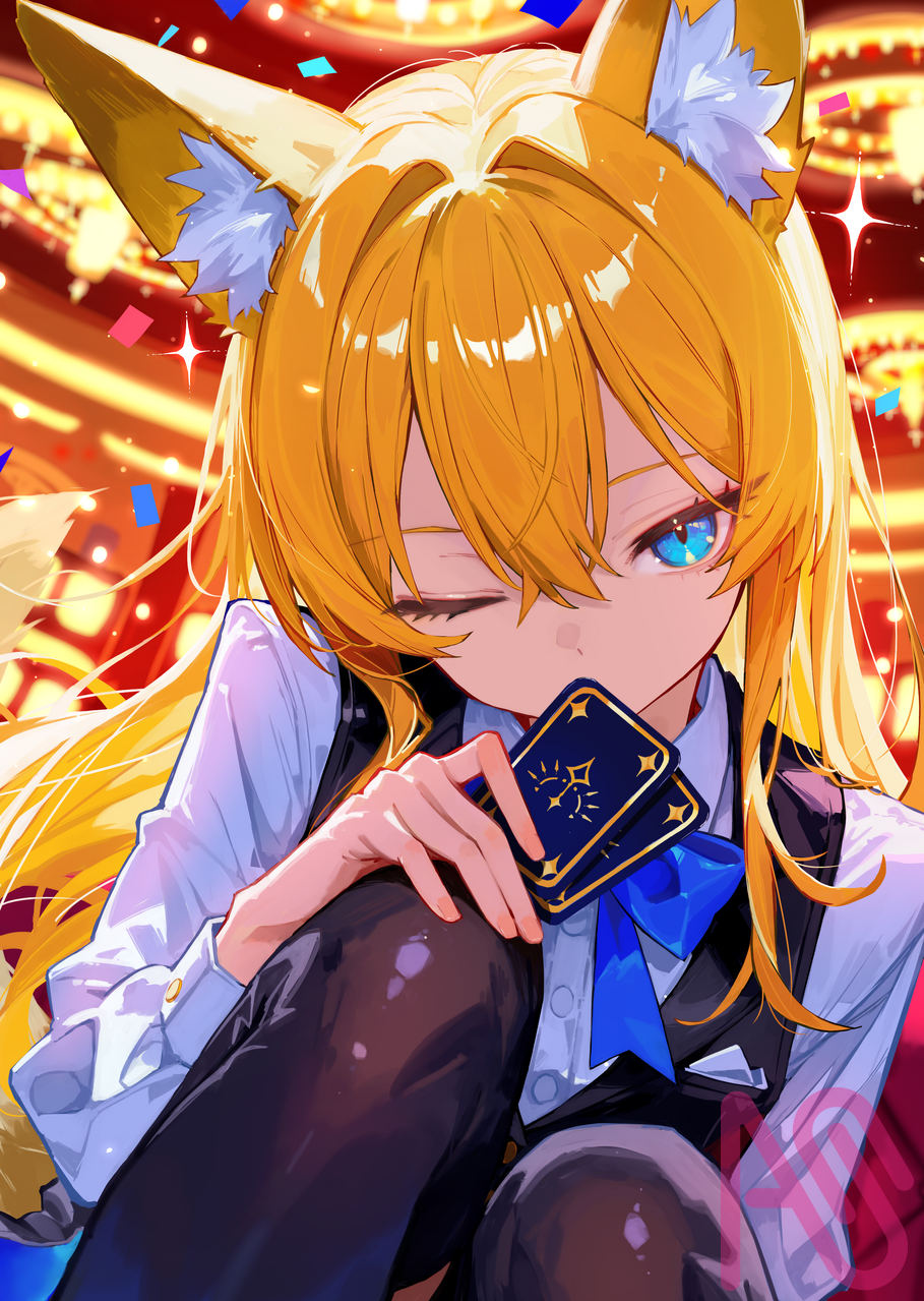 ポーカーフェイス Illust of ゴゼ・アメ girl original blonde animal_ears