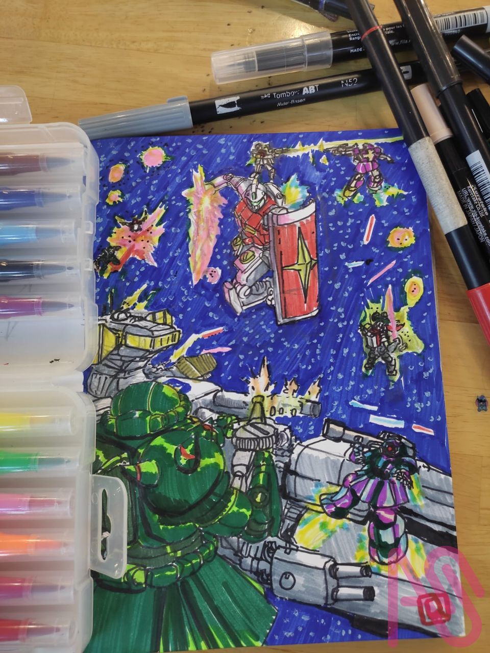 December UC0079 1 year war Illust of Adhi Trahono mecha GUNDAM zaku DOM GM AnalogDrawing