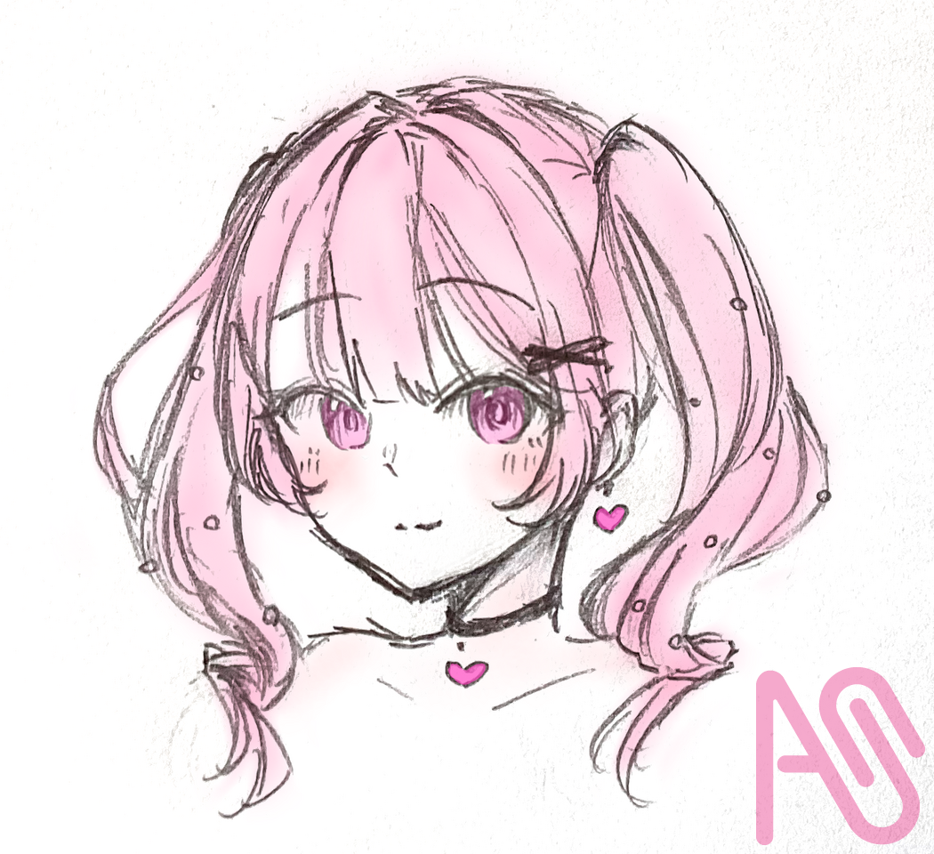 ツインテちゃん Illust of Mona twin_ponytails girl illustration pink doodle original