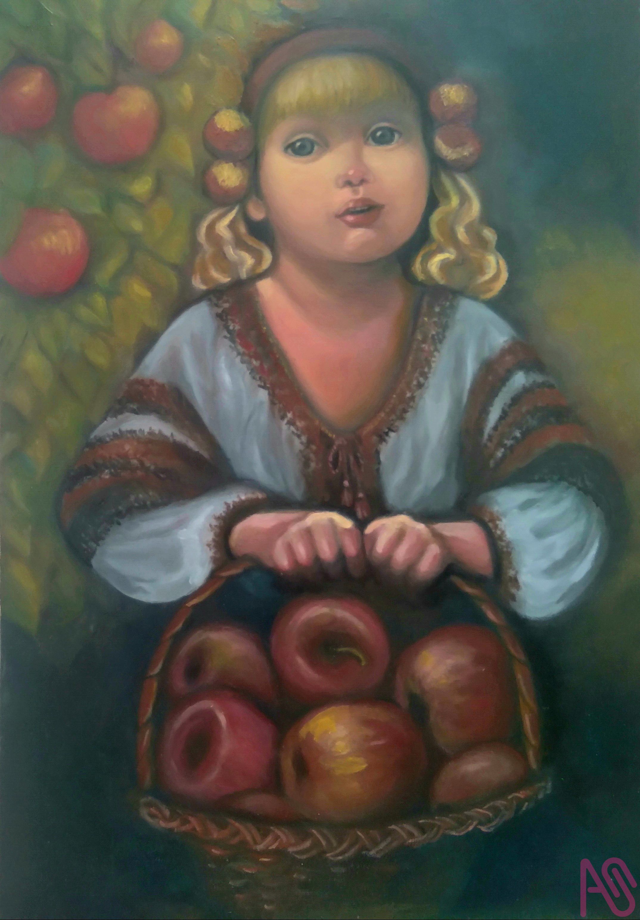 Девочка с корзиной яблок. Olena Lisova - 插图 ART street