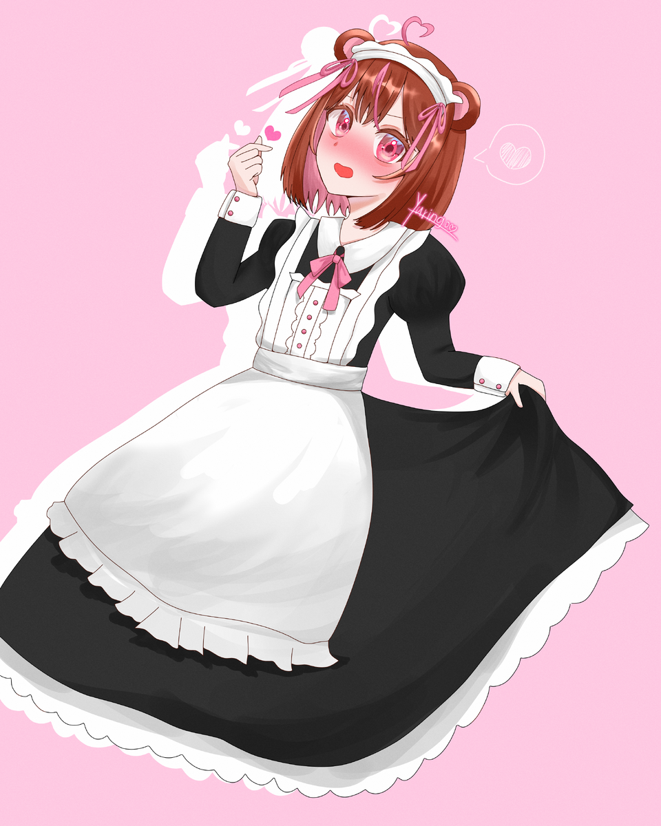 指ハート💕 Illust of ゆりんご　代選中 ( ᐢ◍•㉦•◍ ᐢ ) maid girl 初心者 oc kawaii 代理