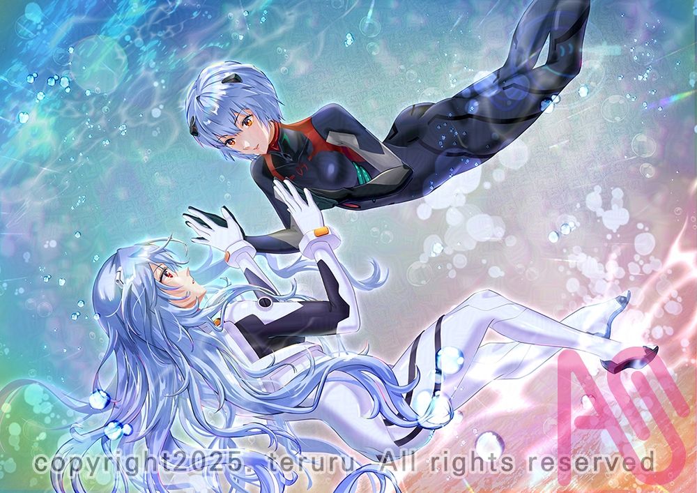 rei & rei Illust of teruru girl 綾波レイ underwater EVANGELION ロング綾波