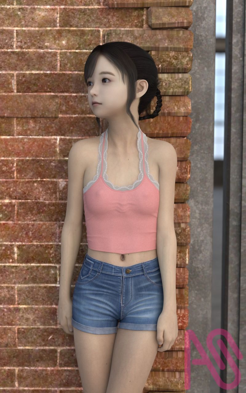 レンガ壁 Illust of Jackie Jackson girl original 3DCG DazStudio Photoreal