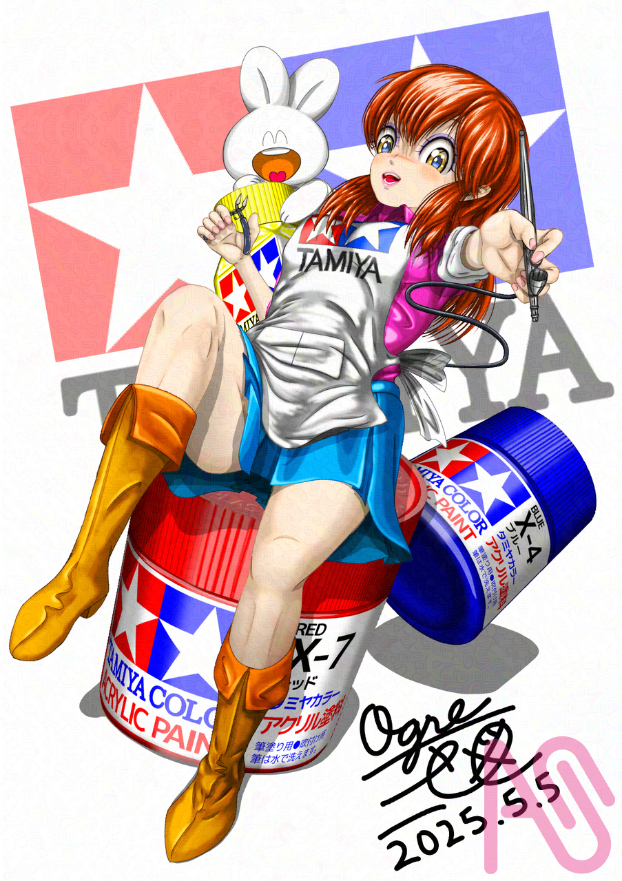 プラモのモ子ちゃん（サブタイトルは…さとさん、勝手に使ってごめんなさい🙏タップ推奨） Illust of 大賀　三芭図（tachibanafactory） fanfic さとさん 田宮模型 モ子ちゃん ラビくん タミヤアクリルカラー昔のやつ タミヤエナメルカラー昔のやつ さとうさぎ プラモのモコちゃん44年目