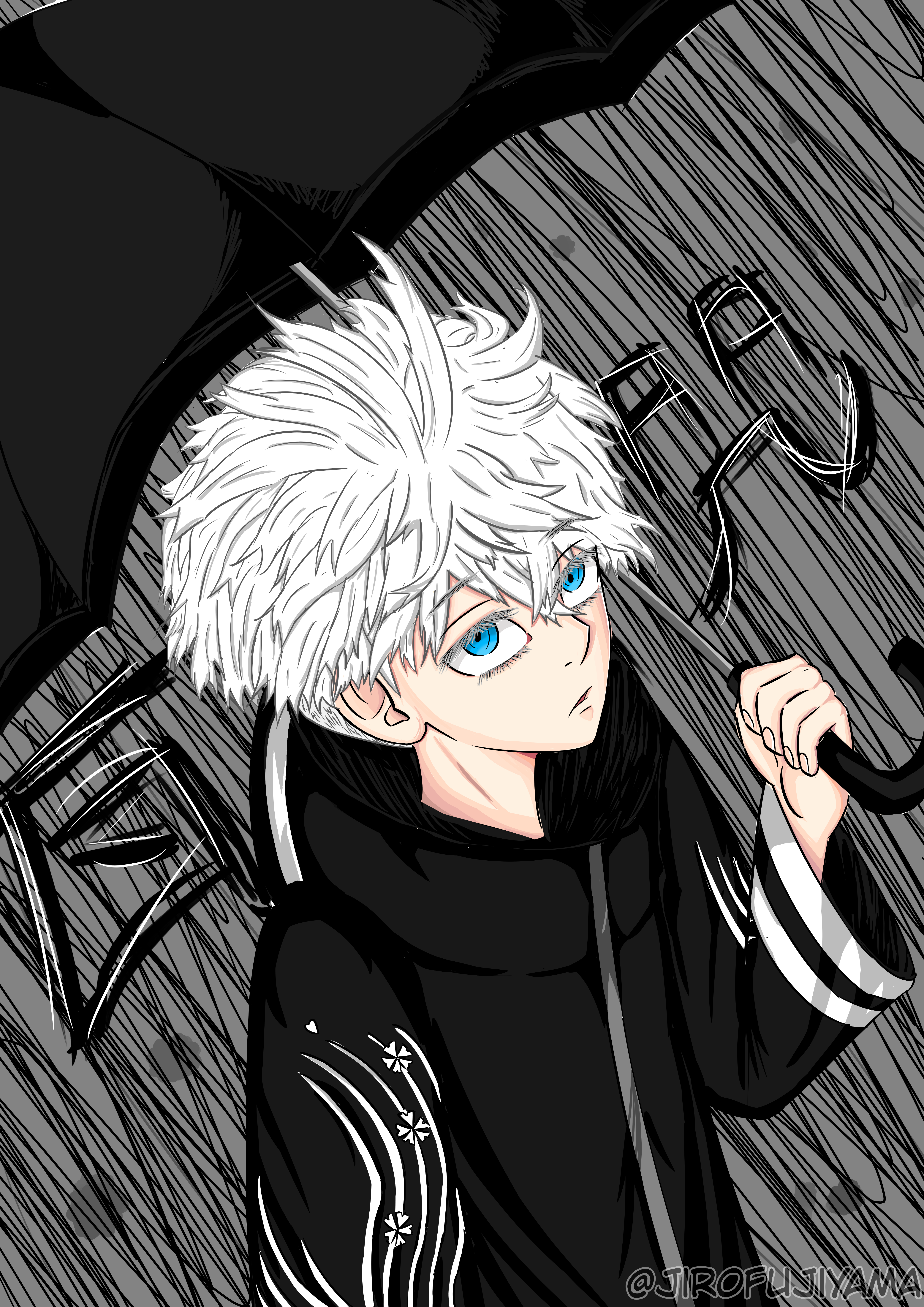 専用 手描きイラスト 原画 墨絵 水墨画 メガネのスーツ男子