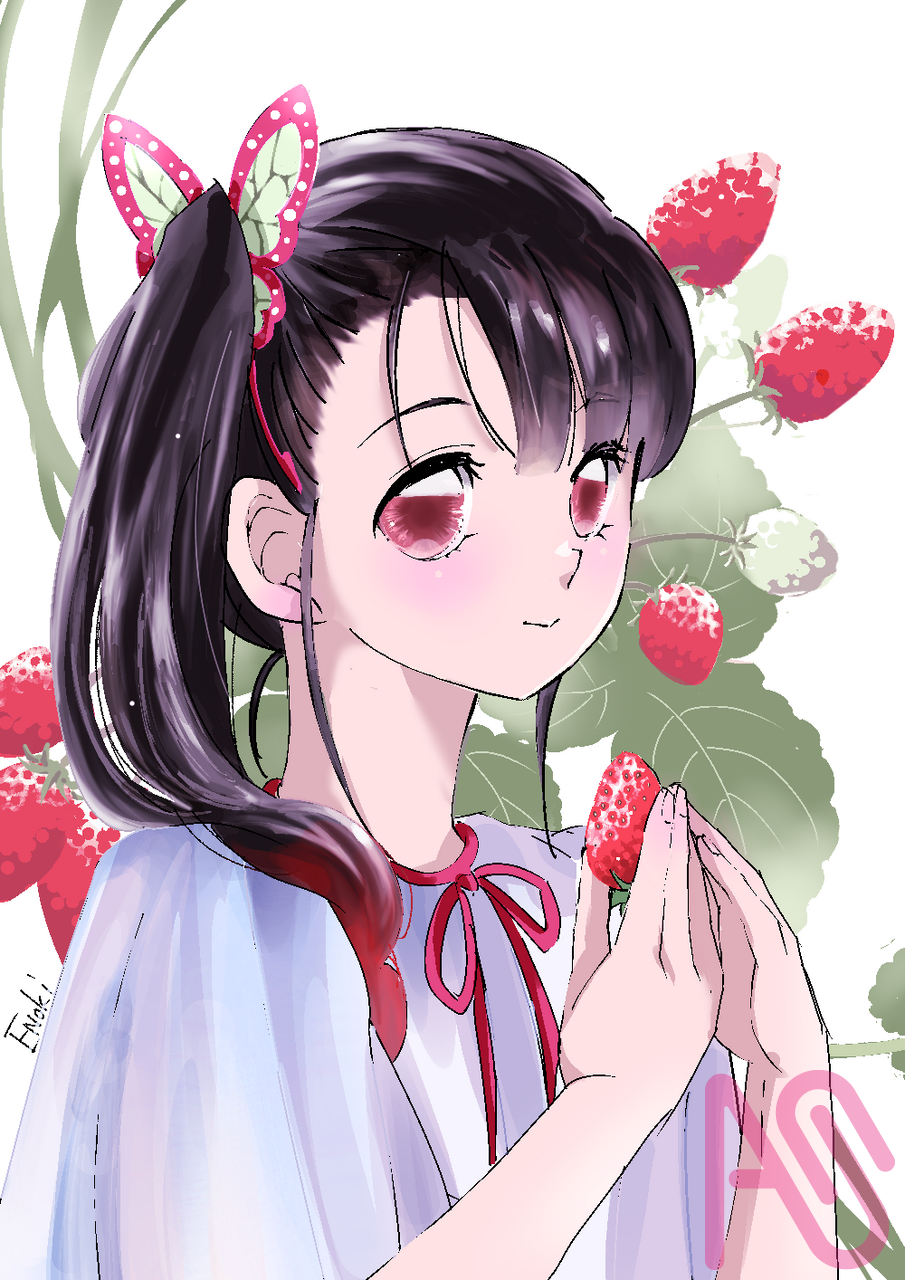 いちご記念日 Illust of エノキ fanfic girl fanart illustration メディバンペイント kawaii strawberry KimetsunoYaiba TsuyuriKanao ⭐🩹💛
