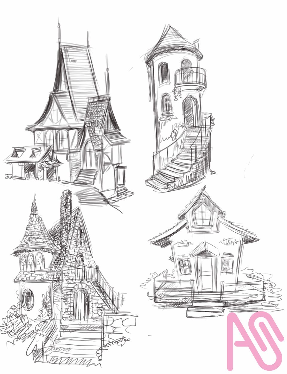 臨摹練習，建築 Illust of BunnyCat 建築 模写 草圖 practice procreate 日常练习 练习作品 透視 建設