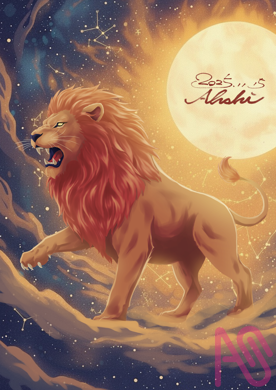 Leo［獅子座］ Illust of あっしぃ animal 神話 一次創作 CLIPSTUDIOPAINT 夜空 ライオン 星座 太陽 獅子座