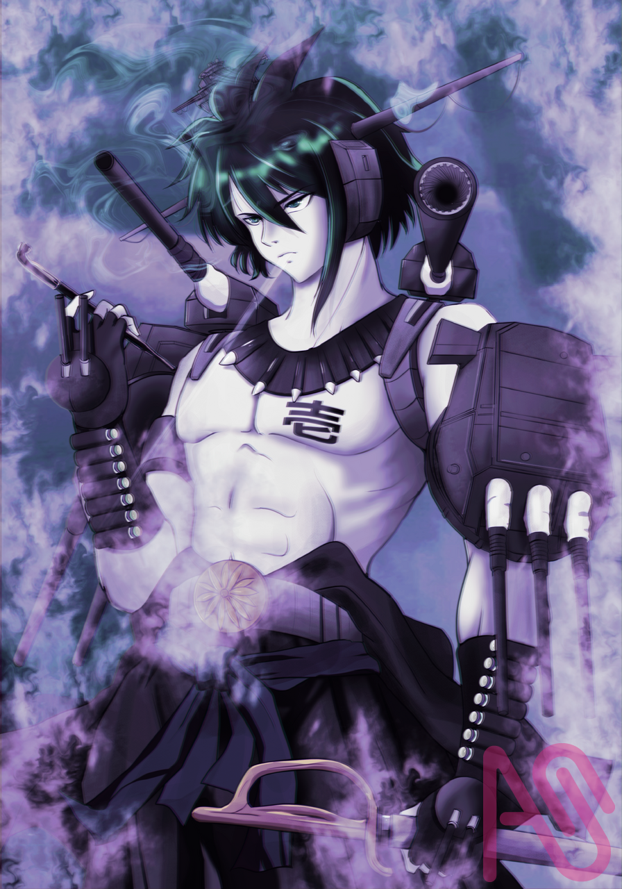 敵全艦隊の沈黙を確認・・・ Illust of さと fanfic fanart 長門 キセル 海軍カルタ フルアーマー長門