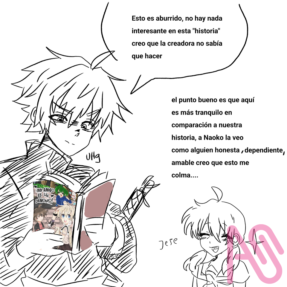 Taro,Naoko y Yun del piloto opinan del manga Illust of HideKAI MyFriendIsADemon ¡MiAmigoEsUnDemonio! 私の友人は悪魔！