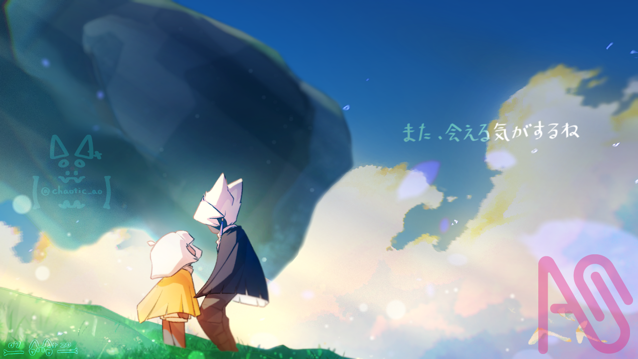 また、会える気がするね、 Illust of 嗷嗷嗚 painting sky illustration doodle art clouds illustrations 電繪 Sky:ChildrenoftheLight 星を紡ぐ子どもたち