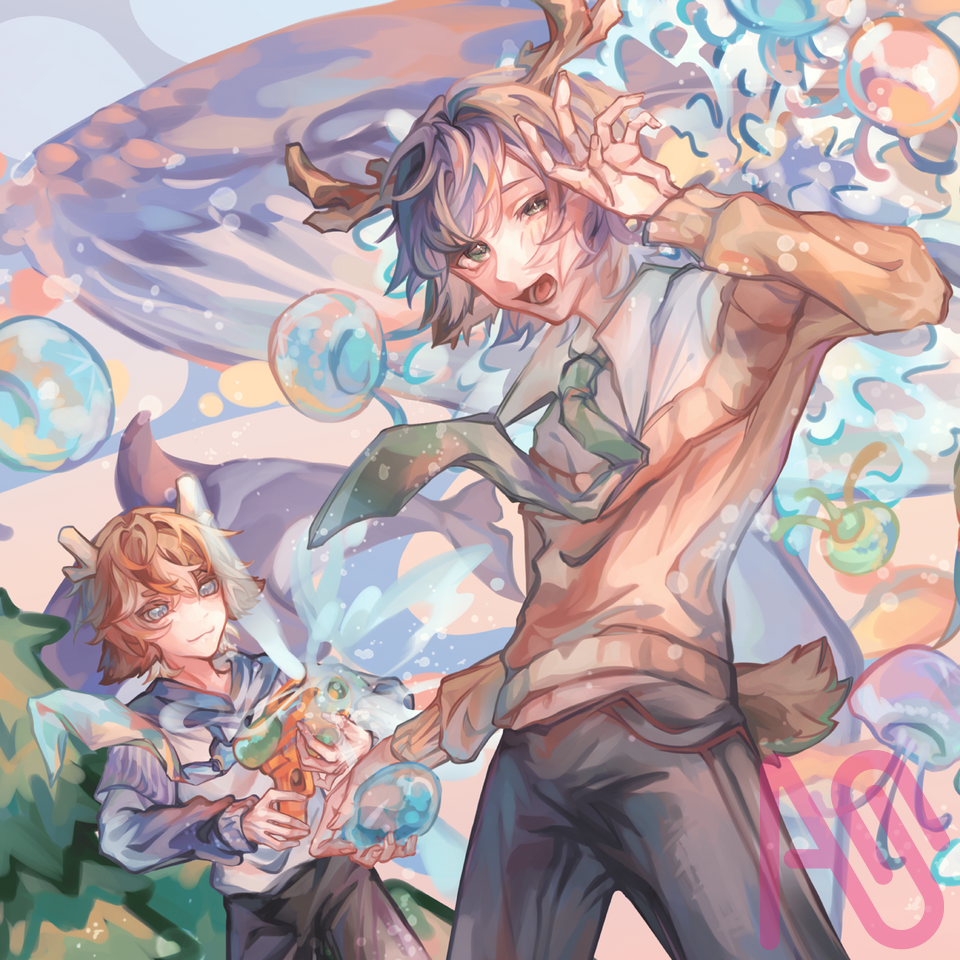 畢冊封面🪼 Illust of クロク 鹿 impasto original medibangpaint boy oc jellyfish