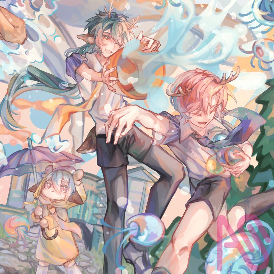 畢冊封面🪼 Illust of クロク 鹿 impasto original medibangpaint boy oc jellyfish