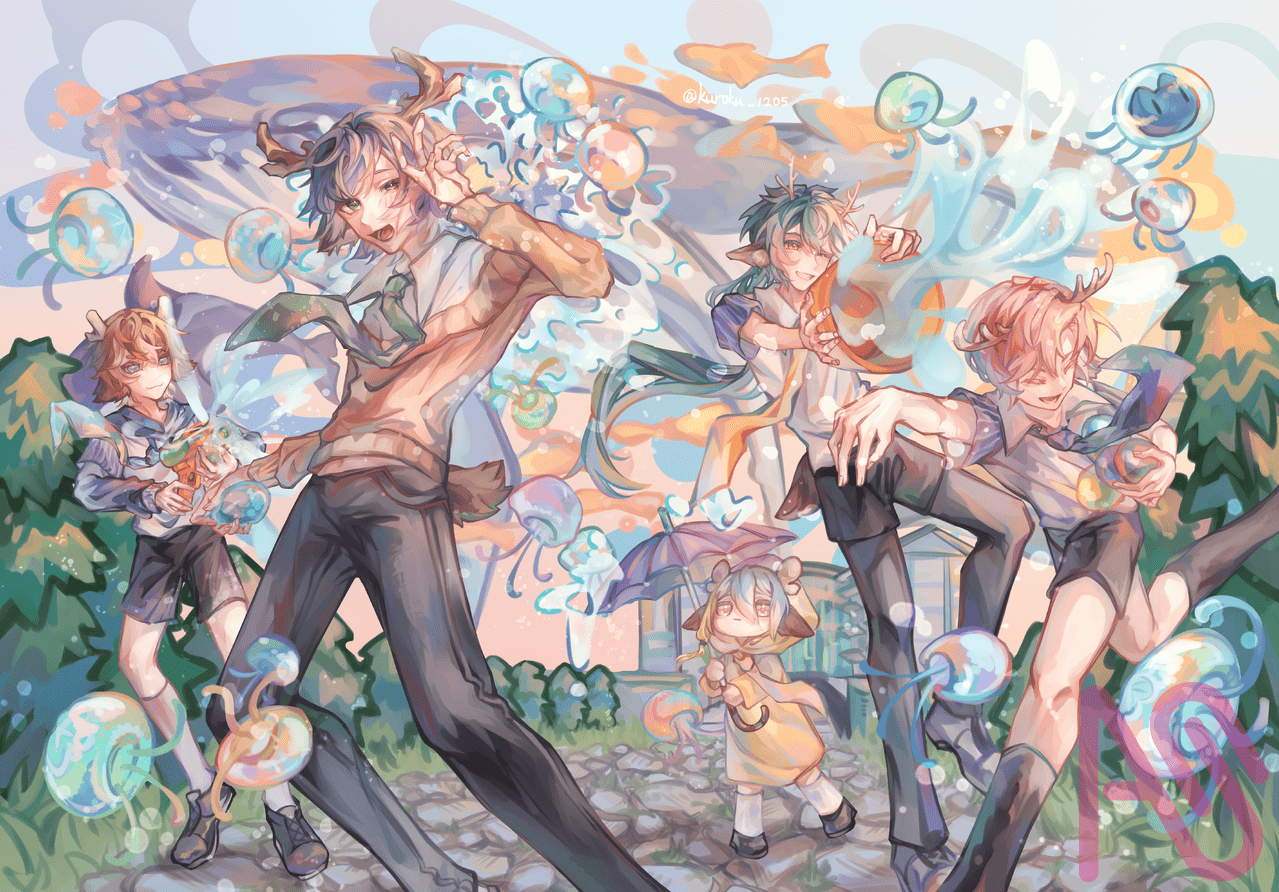 畢冊封面🪼 Illust of クロク 鹿 impasto original medibangpaint boy oc jellyfish