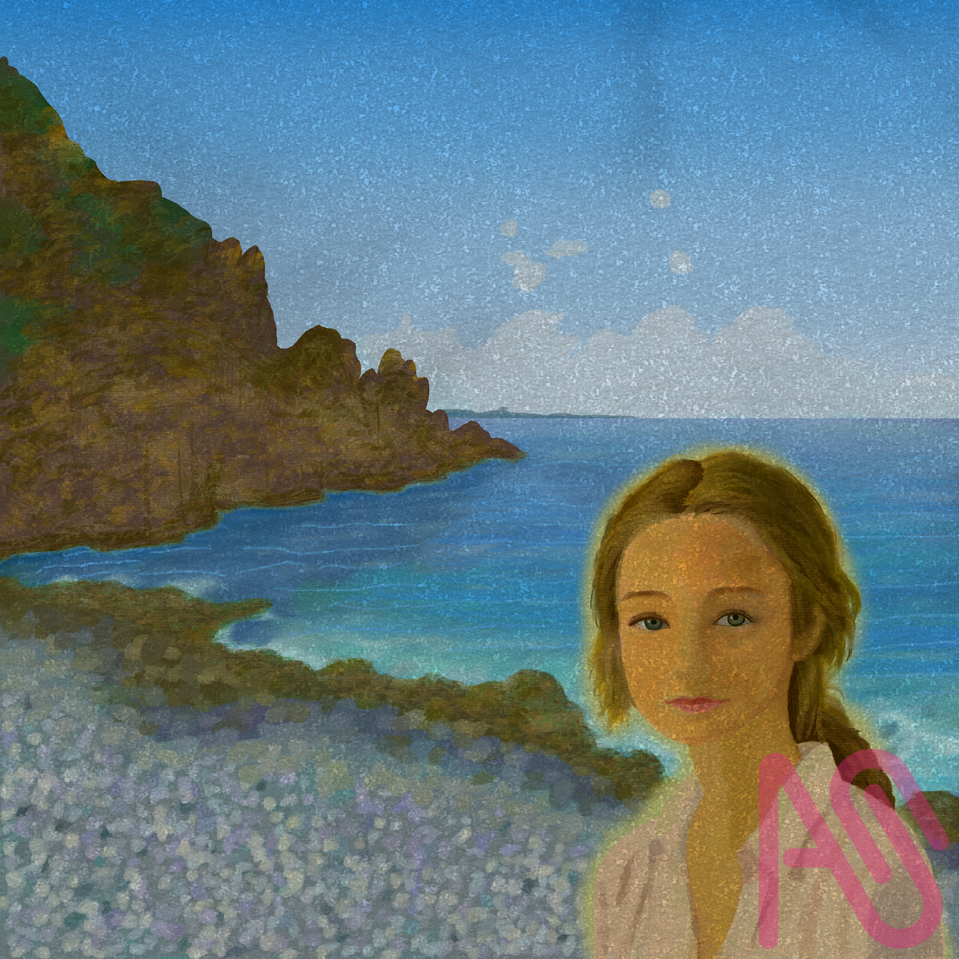 Illust of oku 写真 female 模写 sea scenery