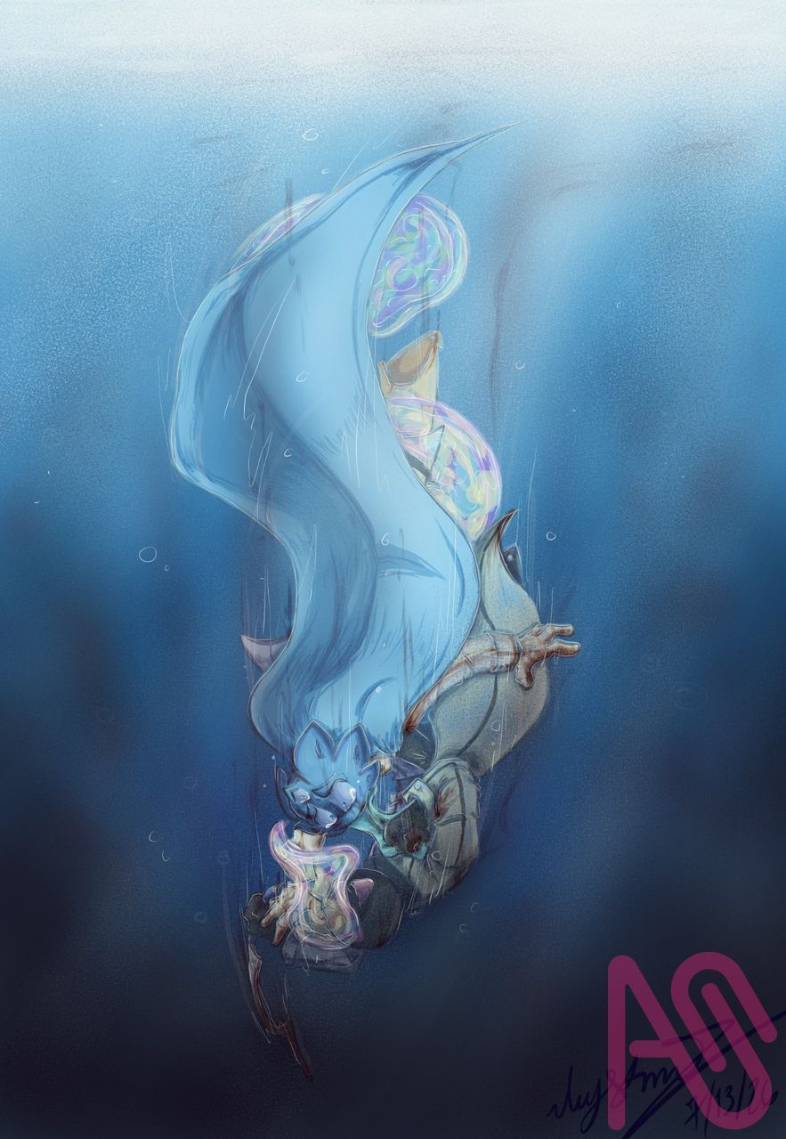 Cover Remakes (just illustration - no title) Illust of LKMr.Raz illustration medibangpaint digital oc coverart digitalillustration seacreature villainoc