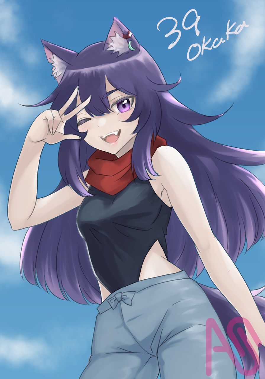 ハイレグオオカミッ娘 Illust of はんりんご girl wolf 代理ちゃん借りました 森の妖精オオカミちゃん