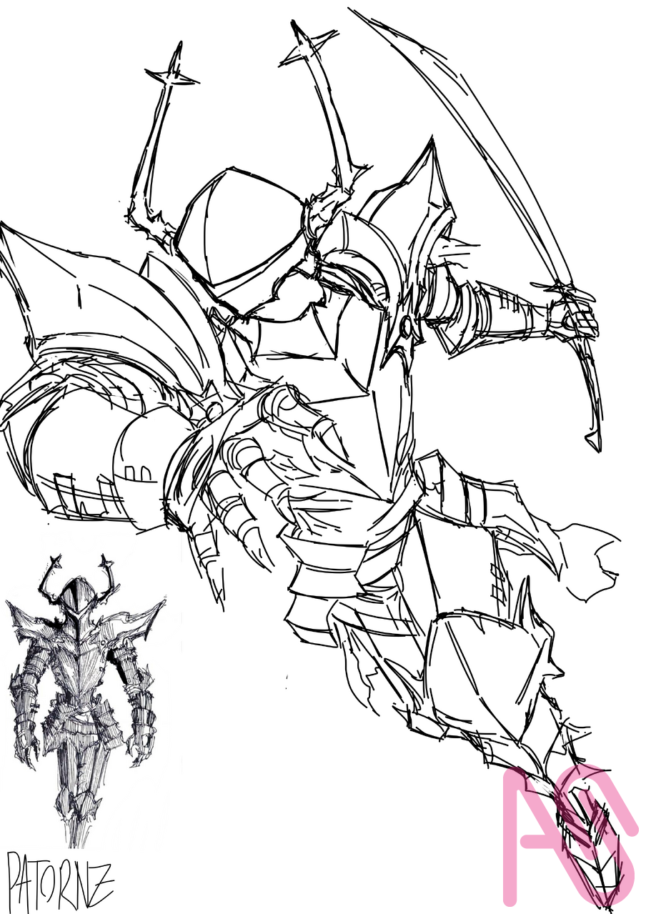 Dark Harbinger Illust of Patornz character person sword armor Knight Deltarune