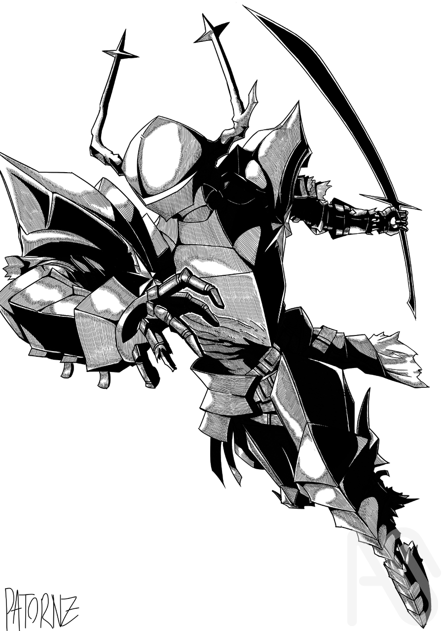 Dark Harbinger Illust of Patornz character person sword armor Knight Deltarune