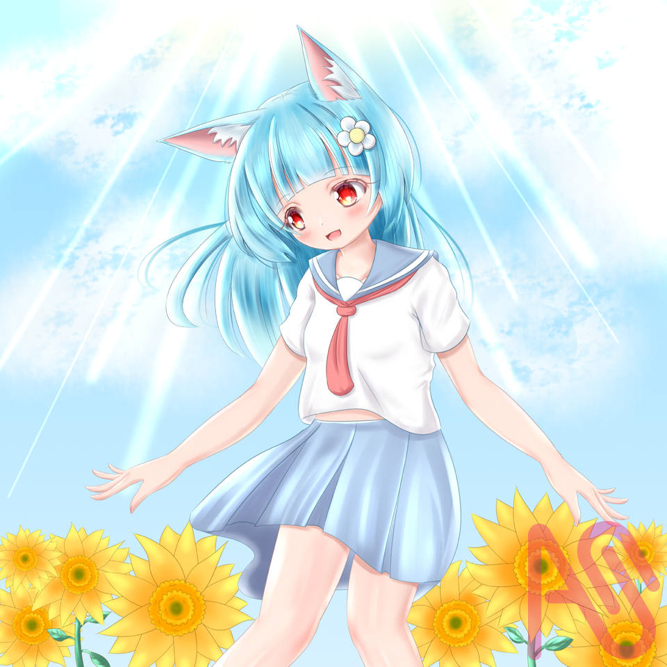 小狐 Illust of 路邊的野猫 girl cute kawaii loli よその子 animal_ears 過去絵 longhair fox 絵柄が好みって人にフォローされたい