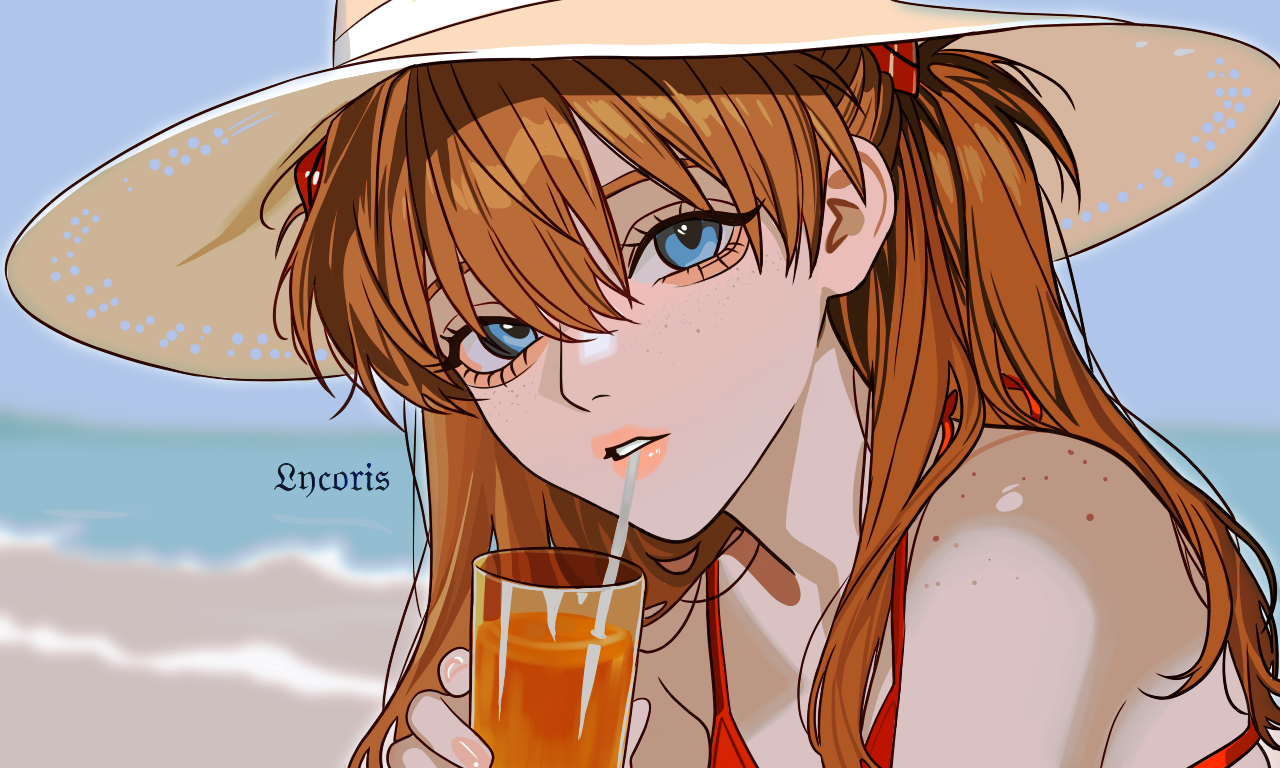 Asuka Langley (Evangelion) Illust of likorisrina girl fanart summer cute medibangpaint illustrations see bright 惣流・アスカ・ラングレー EVANGELION