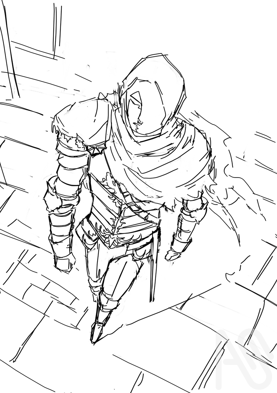 Forlorn Illust of Patornz character person sword armor Knight scenery medieval fantasycharacter DARKSOULS